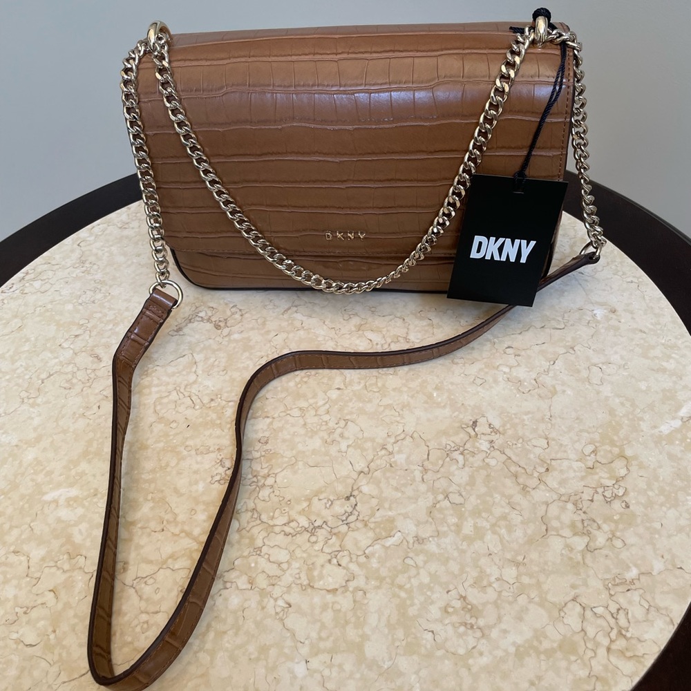 Brown Croc DKNY Crossbody Bag